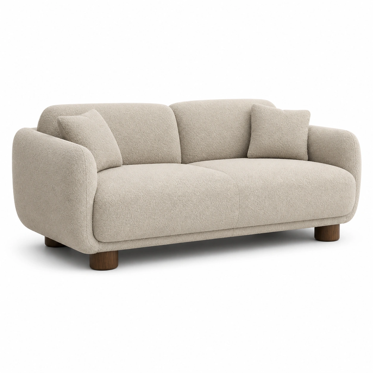Sofa dwuosobowa kremowa zaokraglona-Ulorven